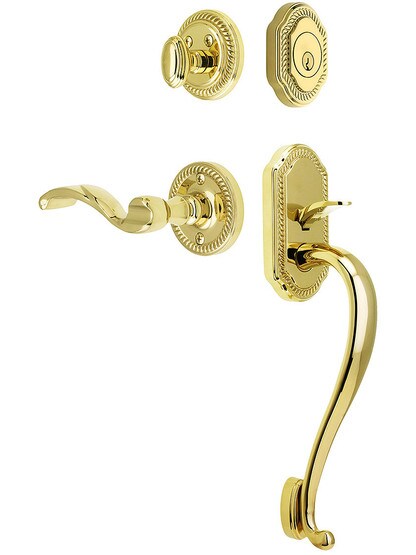 Newport Entry Lock Set in PVD Finish with Right-Handed Portofino Lever and